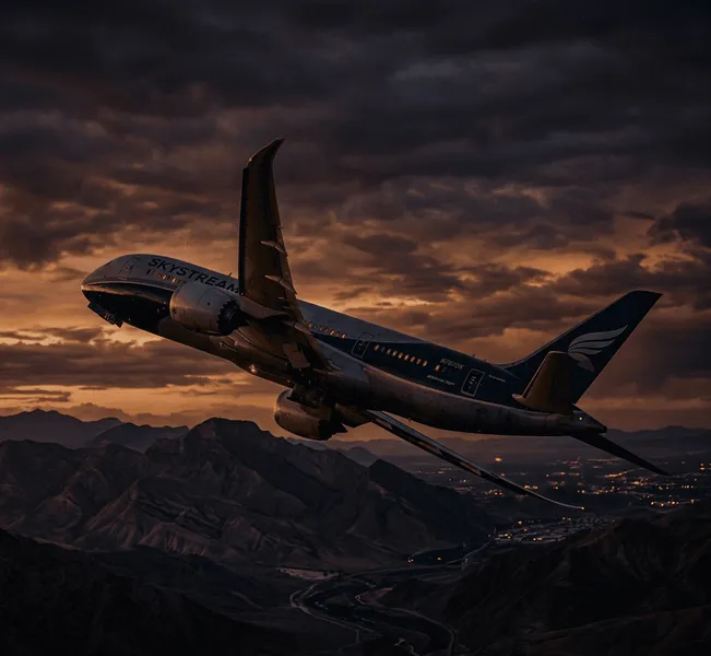 Vuelos premium de Delta Air Lines - Avión comercial al atardecer