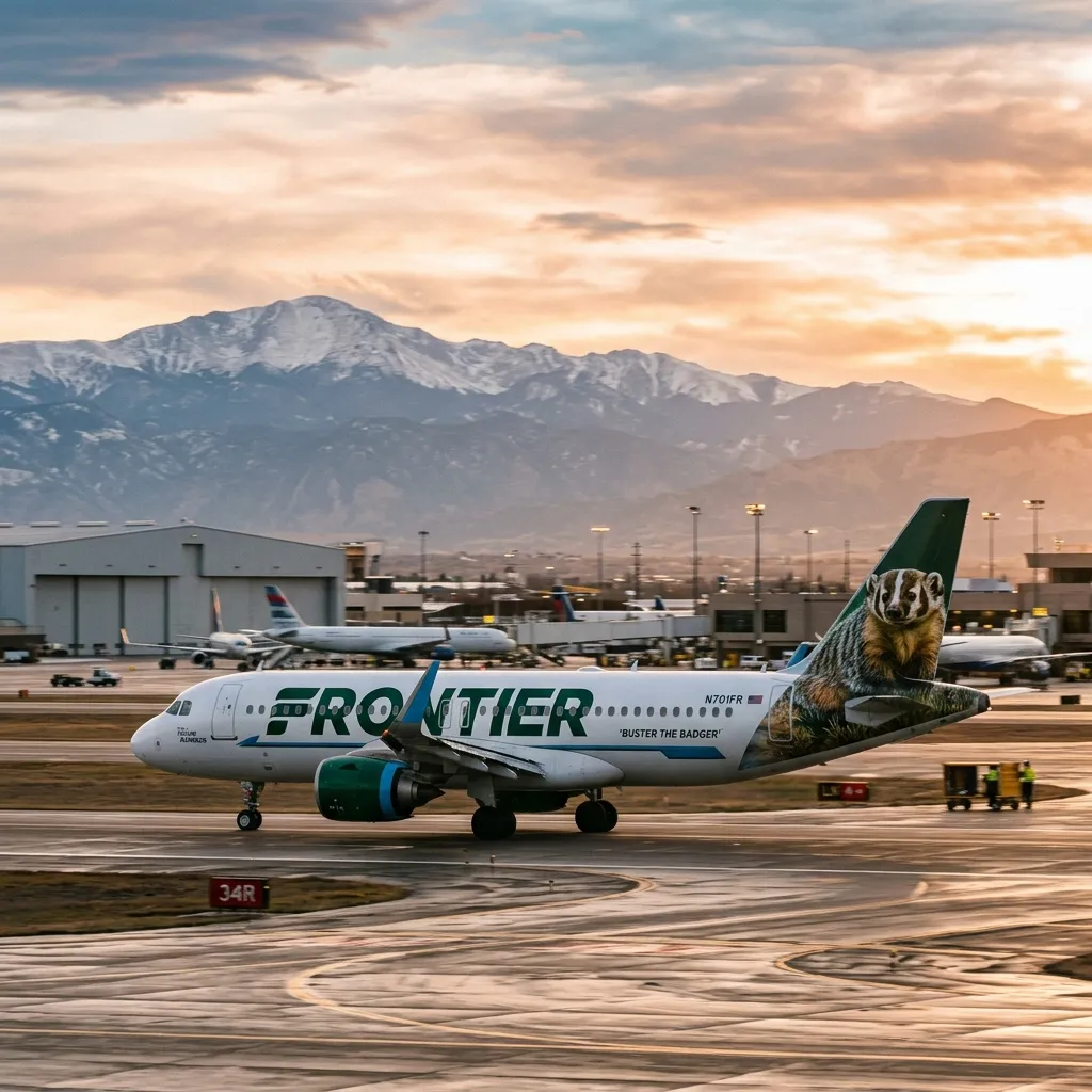 Avión de Frontier Airlines con animal en la cola