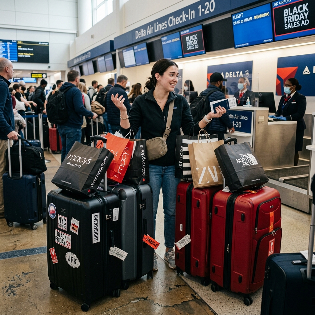 Compras de Black Friday en Miami y cálculo de maletas extra en aerolíneas